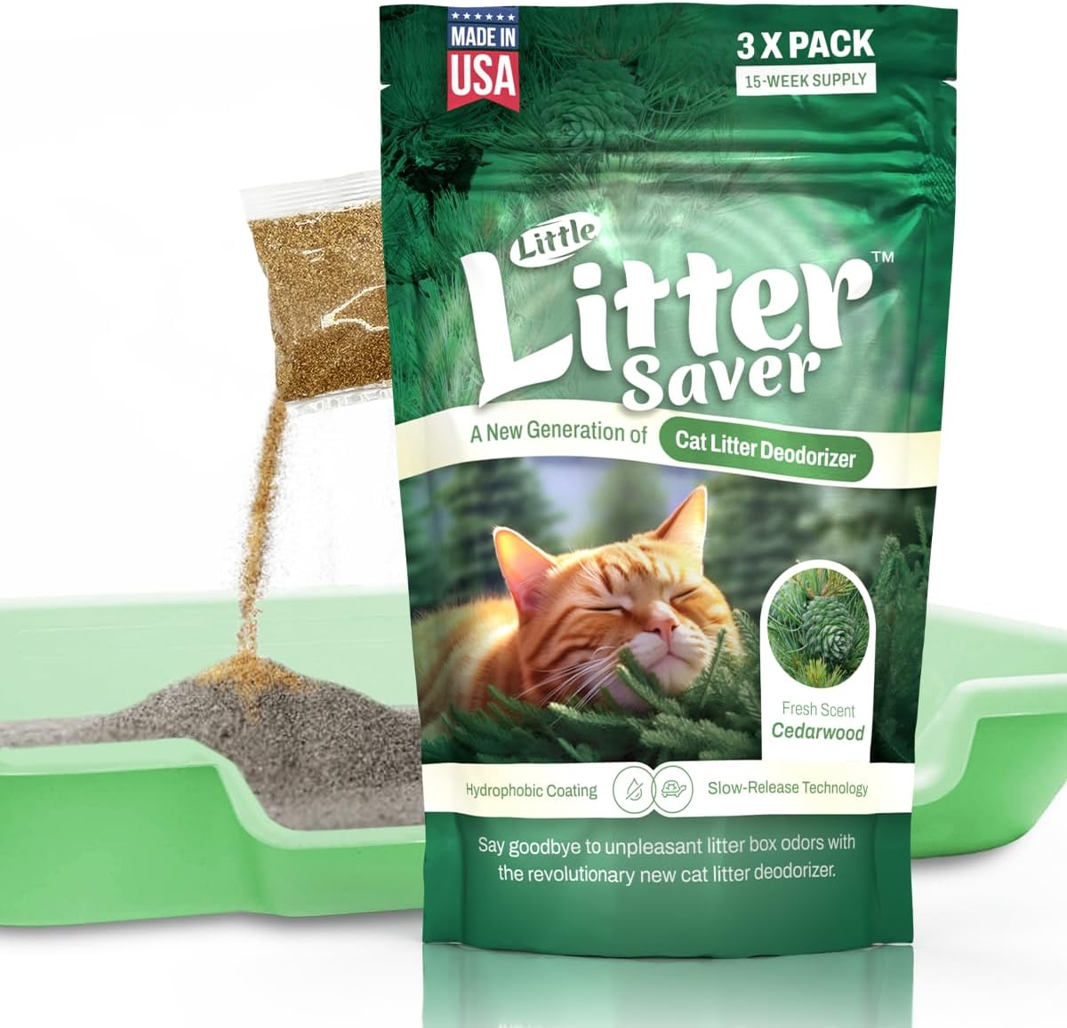 Little Litter Saver | a New Generation Of Cat Litter Box Deodorizer | Unique Slow Release Formula | - Cedar