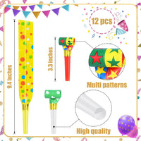 Twavang 12-pack colorful party blower noisemakers with metallic rolls - view 6