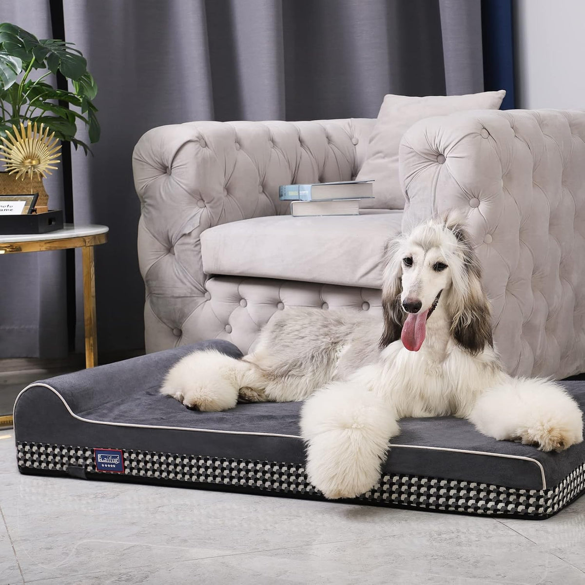 Laifug Orthopedic Memory Foam Extra Large Dog Bed Pillow Durable - 46.0"L x 28.0"W x 8.0"Th / Black and White Plaid - image 2