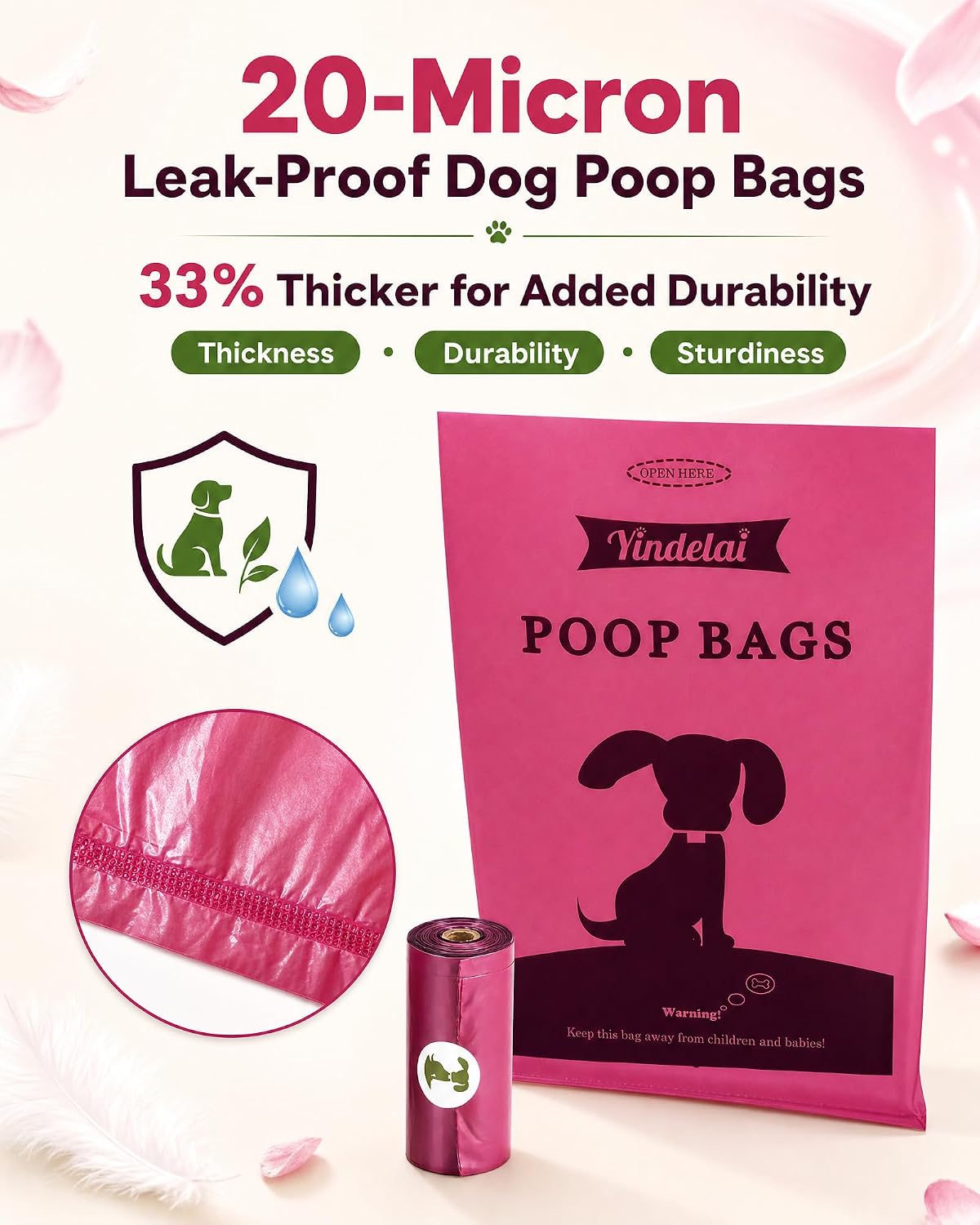 Dog Poop Bags Rolls with Dispenser, Keep Hands Clean 450 Count - 390 Red -Scented - image 3