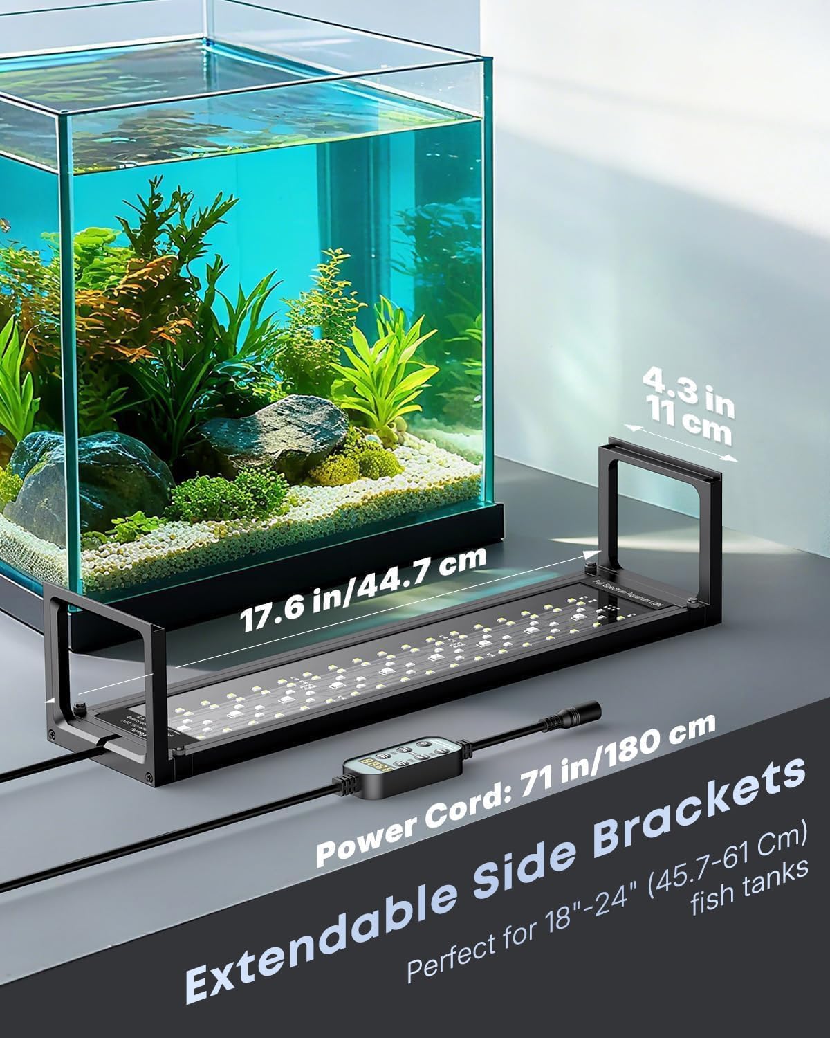 Pawfly Aquarium Light for Plants, 42 W Bluetooth Fish Tank Light - App control / 18" to 24" - image 2