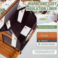 Dog House Outdoor Insulated for Winter, Puppy Kennel with Anti-Chewing Iron Frame, Weatherproof Dog Crate with Insulated Liner for Small Medium Large Dogs (Brown, 45" x 32.9" x 32.6")