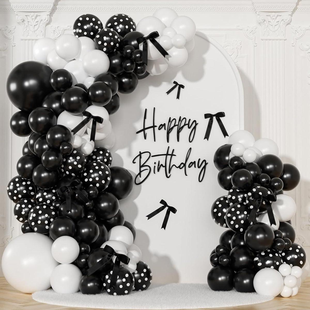 Pink Balloon Arch Kit, 145Pcs Baby Shower Birthday Decor – Fun for Kids & Family - White Black
