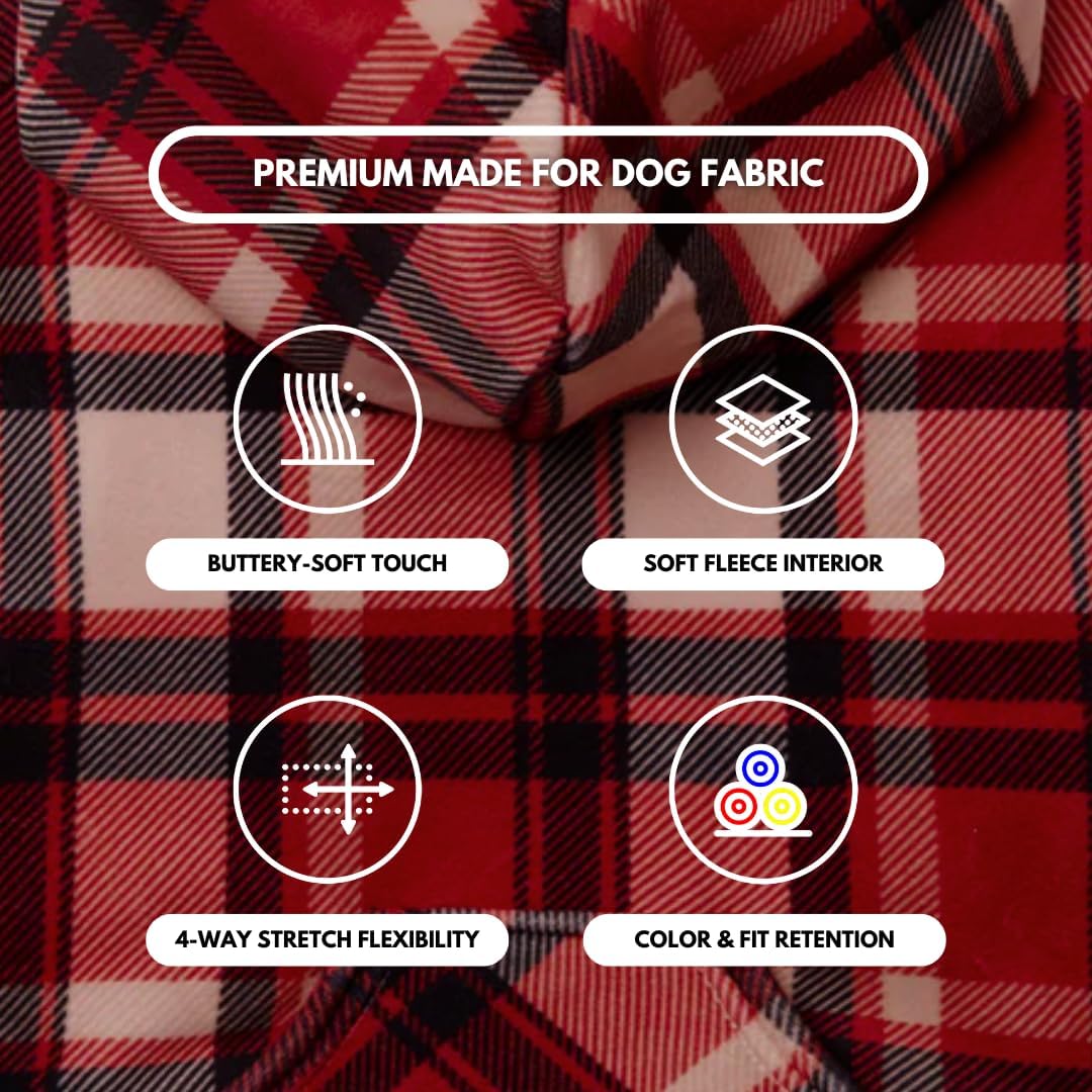 Spark Paws Human Hoodie, Matching Dog and Owner Clothes - Small / Red Plaid - image 3