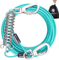 Tie Out Cable for Dogs, 50FT Dog Leads for Yard Chew Proof, Heavy Duty Leash for Large Dogs Up - 125lbs / 20ft / Ice Blue