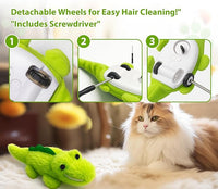 Interactive Cat Toys for Indoor Cats - Automatic Moving Cat Chase Toy for Bored Indoor Adult Cats - 360° Random Movement, Tail Wagging & Catnip Stimulation - Electric Croc(Long Plush)