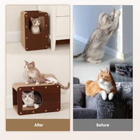 EHEYCIGA Cardboard Cat Scratcher House - 17x9.5x10.5inch / Dark Brown - image 3