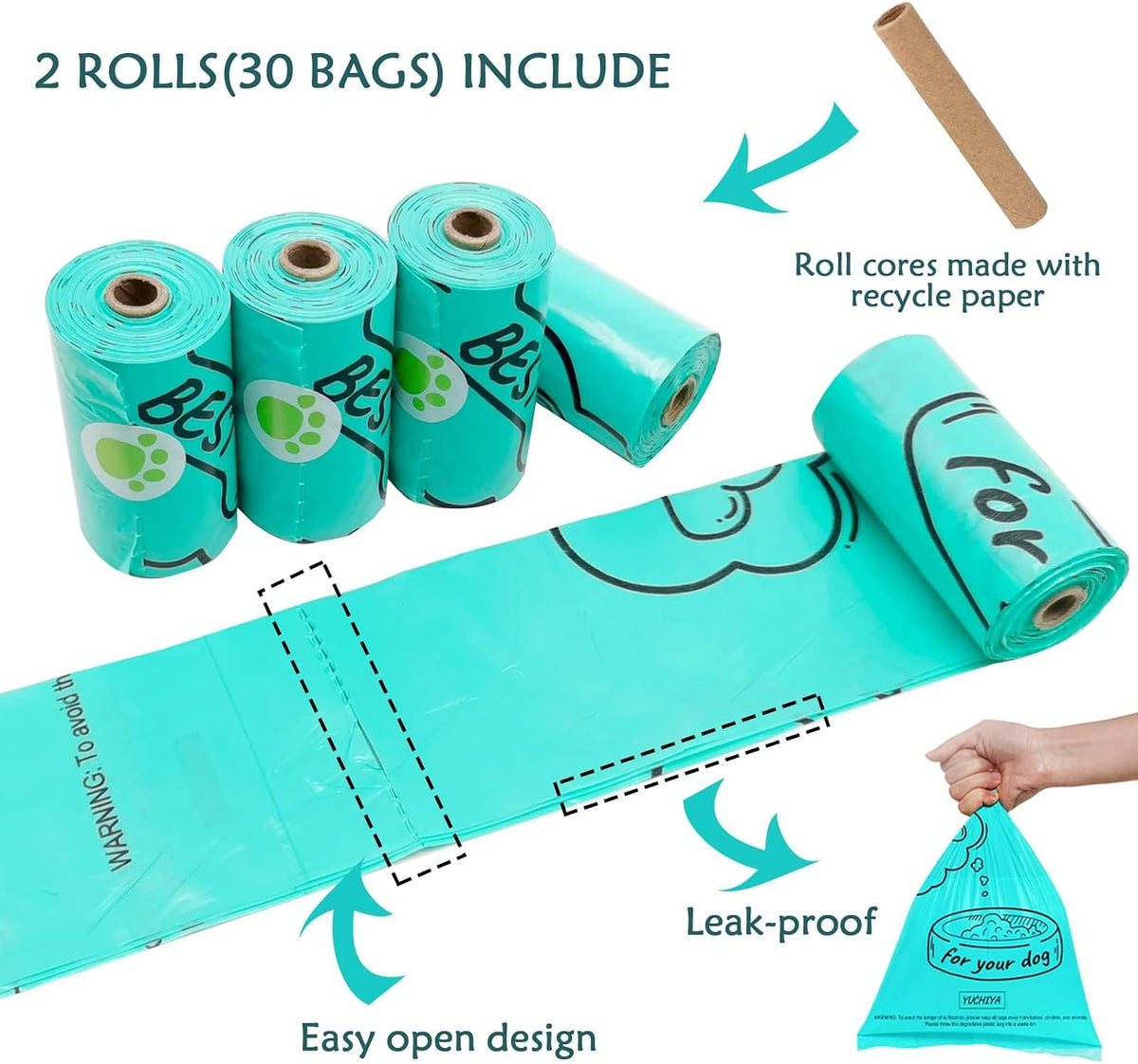 Dog Poop Bags Holder with LED Flashlight - Crystal Blue / 1 Count (Pack of 2) - image 3