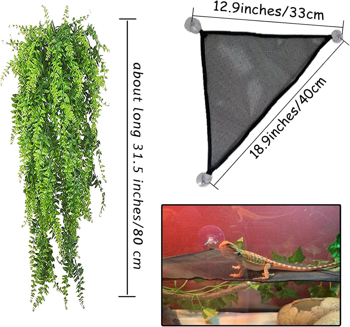 Bearded Dragon Hammock,Lizard Lounger Reptile Tank Hanging Plants Climbing Jungle Vines Flexible - Type：Castle - image 4