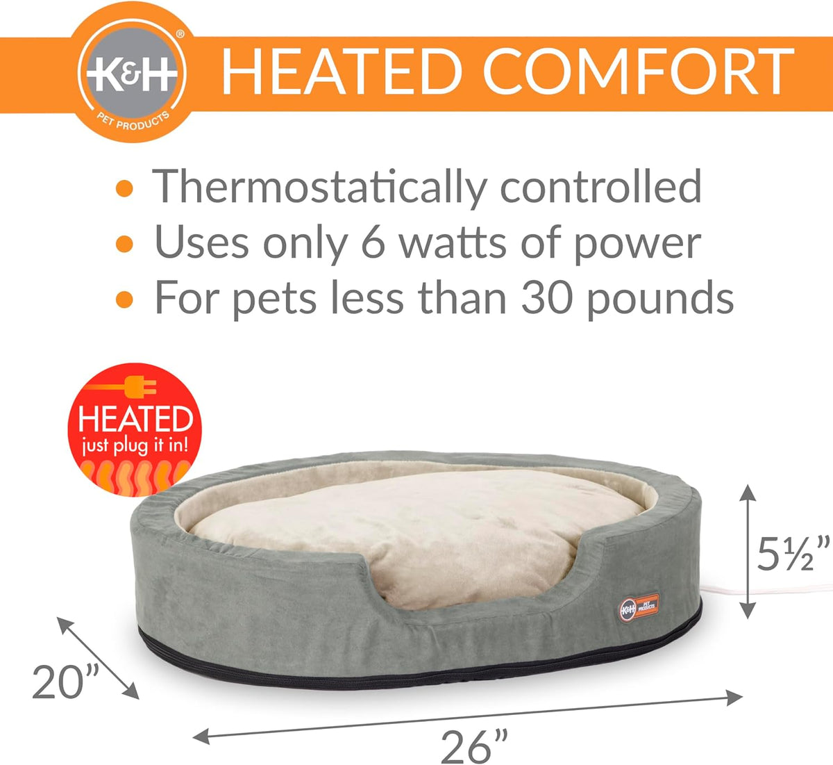 K&H Heated Dog Bed, Thermo-Snuggly Sleeper Indoor, Safety Listed - image 2