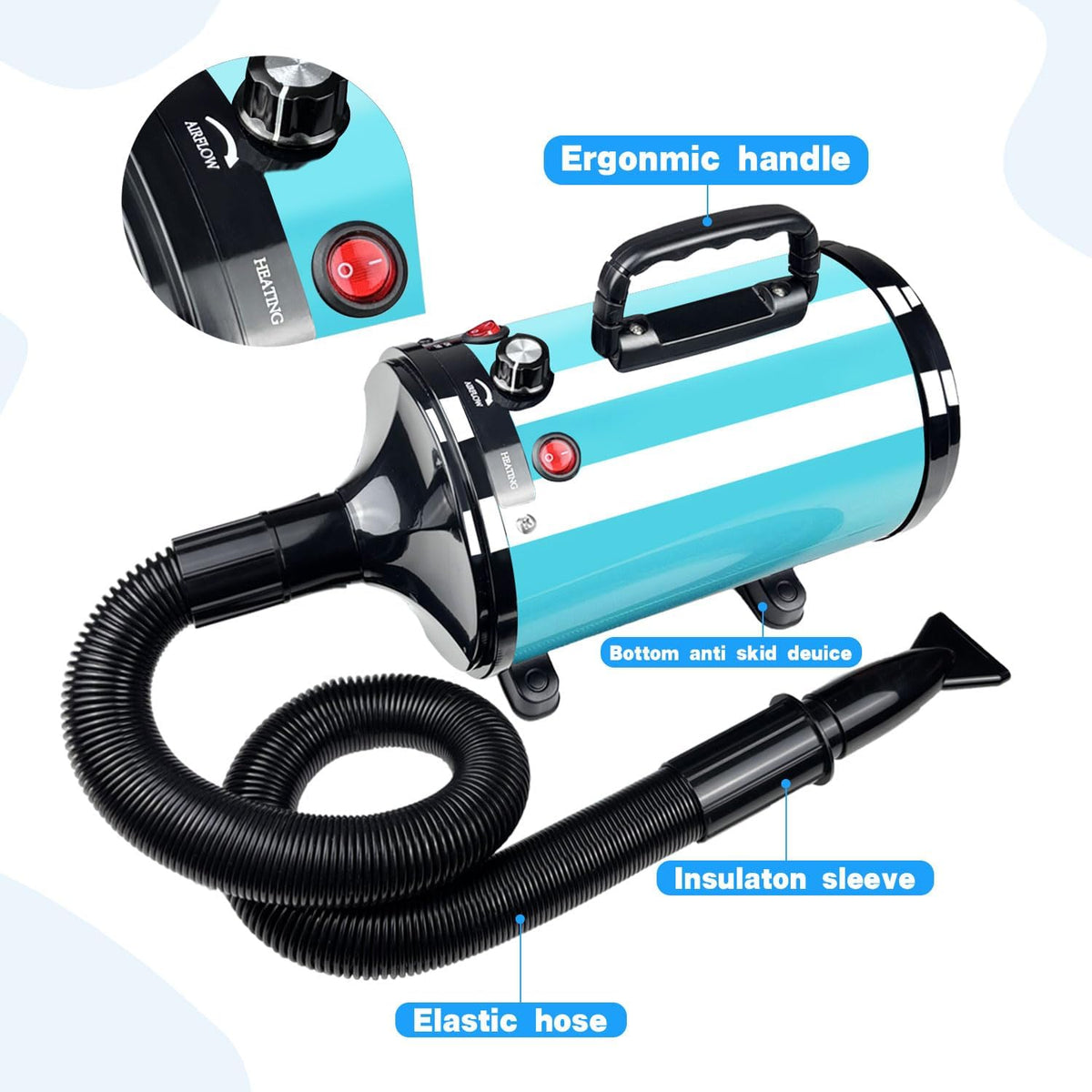 Dog Dryer High Velocity Professional Pet Grooming Dryer – Essentials for Dogs - Blue - image 2