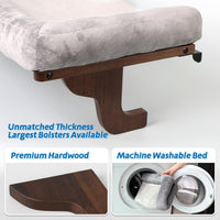 Zakkart Cat Perch for Windowsill with Bolsters – Essentials for Cats - Dark Stained Wood with Gray Bed / 24''L x 15''W - image 2