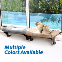 Zakkart Cat Perch for Windowsill with Bolsters – Essentials for Cats - Dark Stained Wood with Gray Bed / 24''L x 15''W - image 4