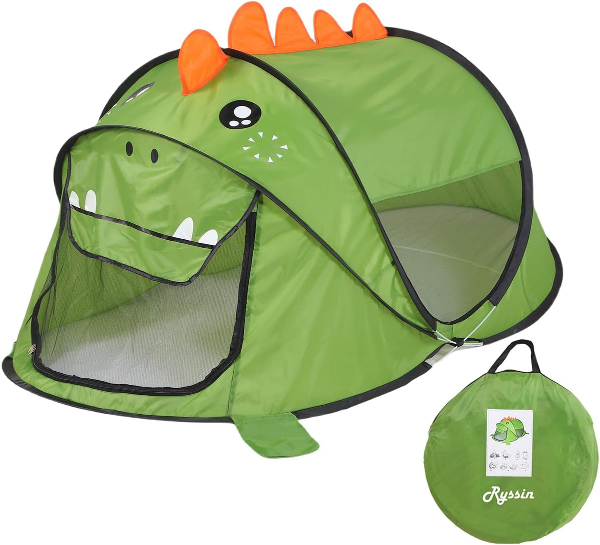 Ryssin dinosaur pop up play tent for kids with mesh windows, set up indoors - view 7
