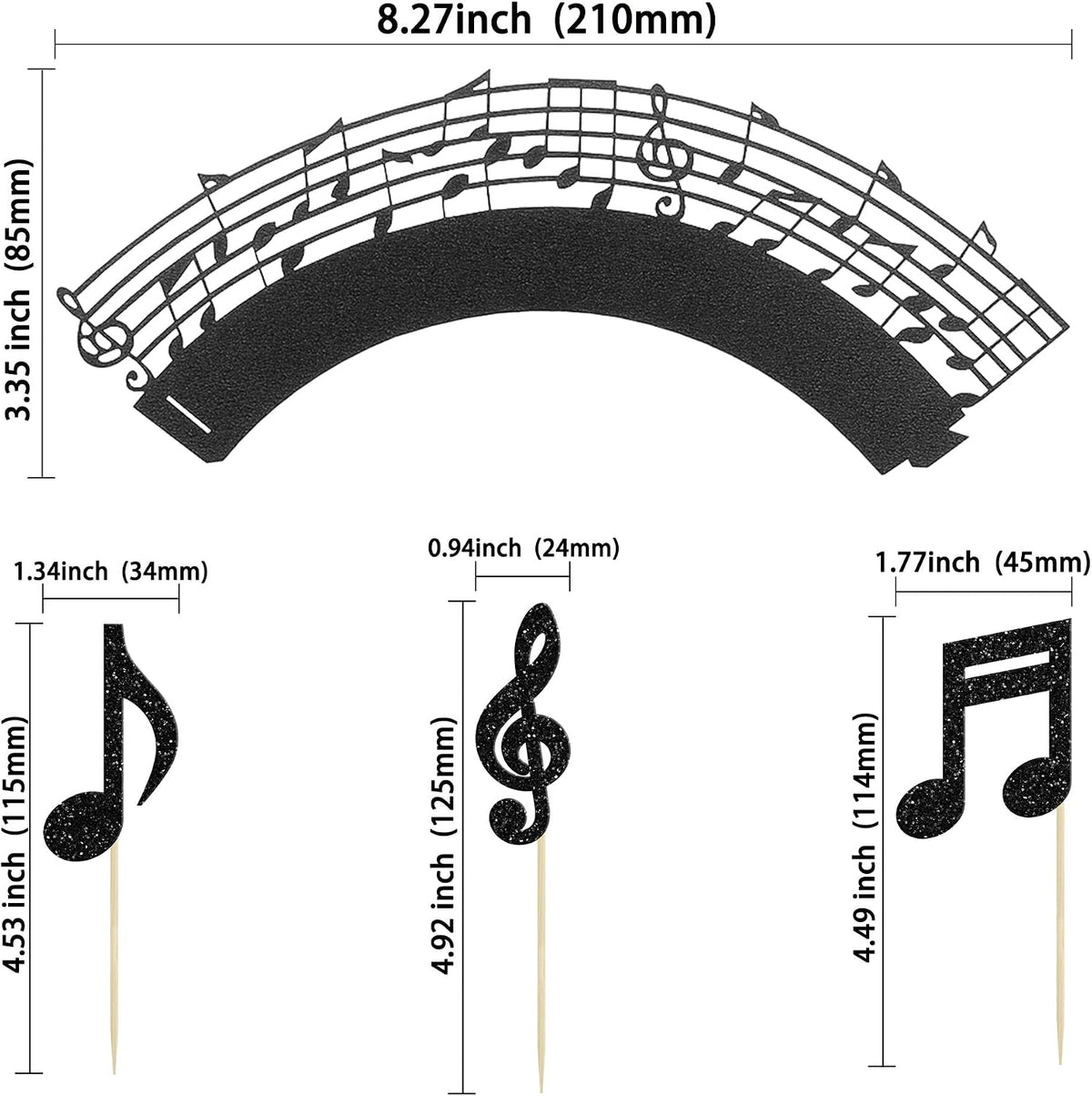 Gyufise 24Pcs Dance King Cupcake Toppers Glitter Jazz Dancers Happy - Glitter Black - image 2