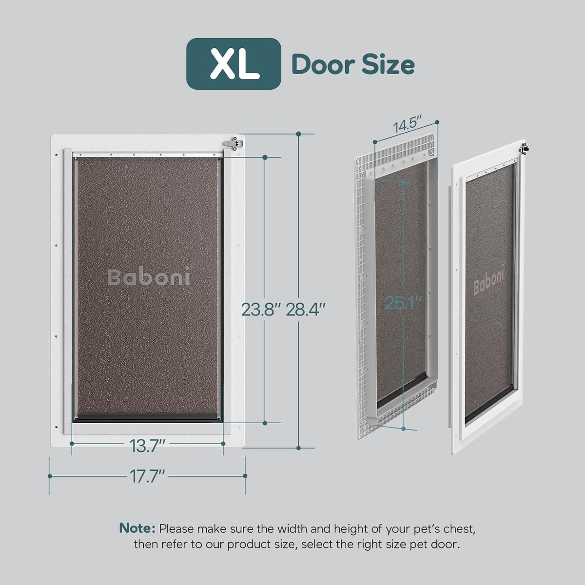 Baboni Dog Door for Door, 3-Flap, Durable Plastic Frame - Snow White / X-Large / Plastic Frame - image 2