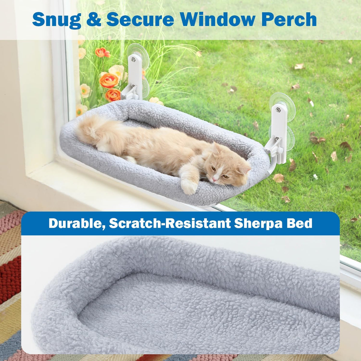 Zakkart Foldable Cat Hammock for Window – Essentials for Cats - Gray Bolster Bed / Large - image 3