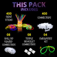 Ammy Glow Sticks Bulk Party Pack-100 Pack Glow Sticks - 400 Pack - image 2