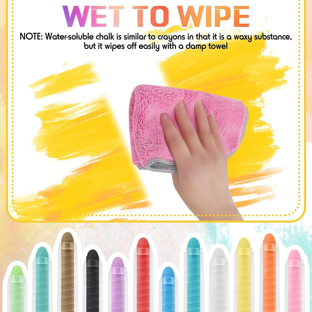 Haoyond dustless chalk for kids in 6 colors with twist-up chalk holders - view 12