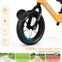 Birtech 12 inch balance bike with air rubber tires, U-shaped footrest and aluminum handlebar - view 13