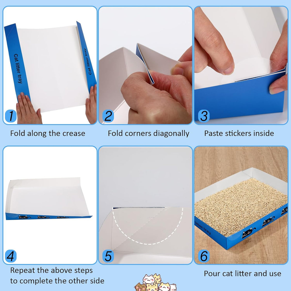 Amyhill 30 Pack Disposable Cat Litter Box Paper Pet Trays - Royal Blue - image 3