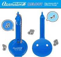 Otamatone Melody musical electronic instrument toy keychain in lime green note shape - view 10