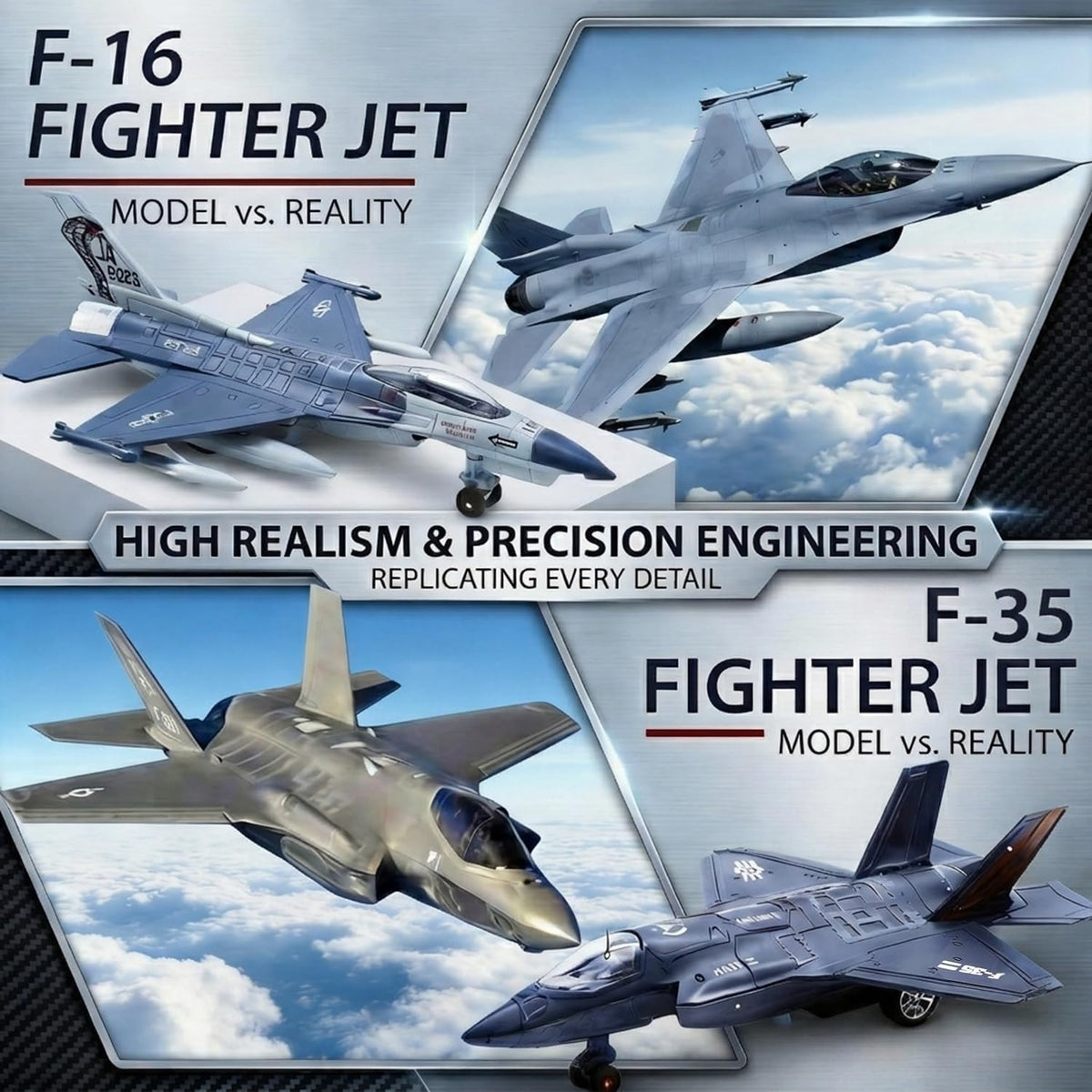 2 Diecast Fighter Jet Toys with Lights & Sounds - image 2