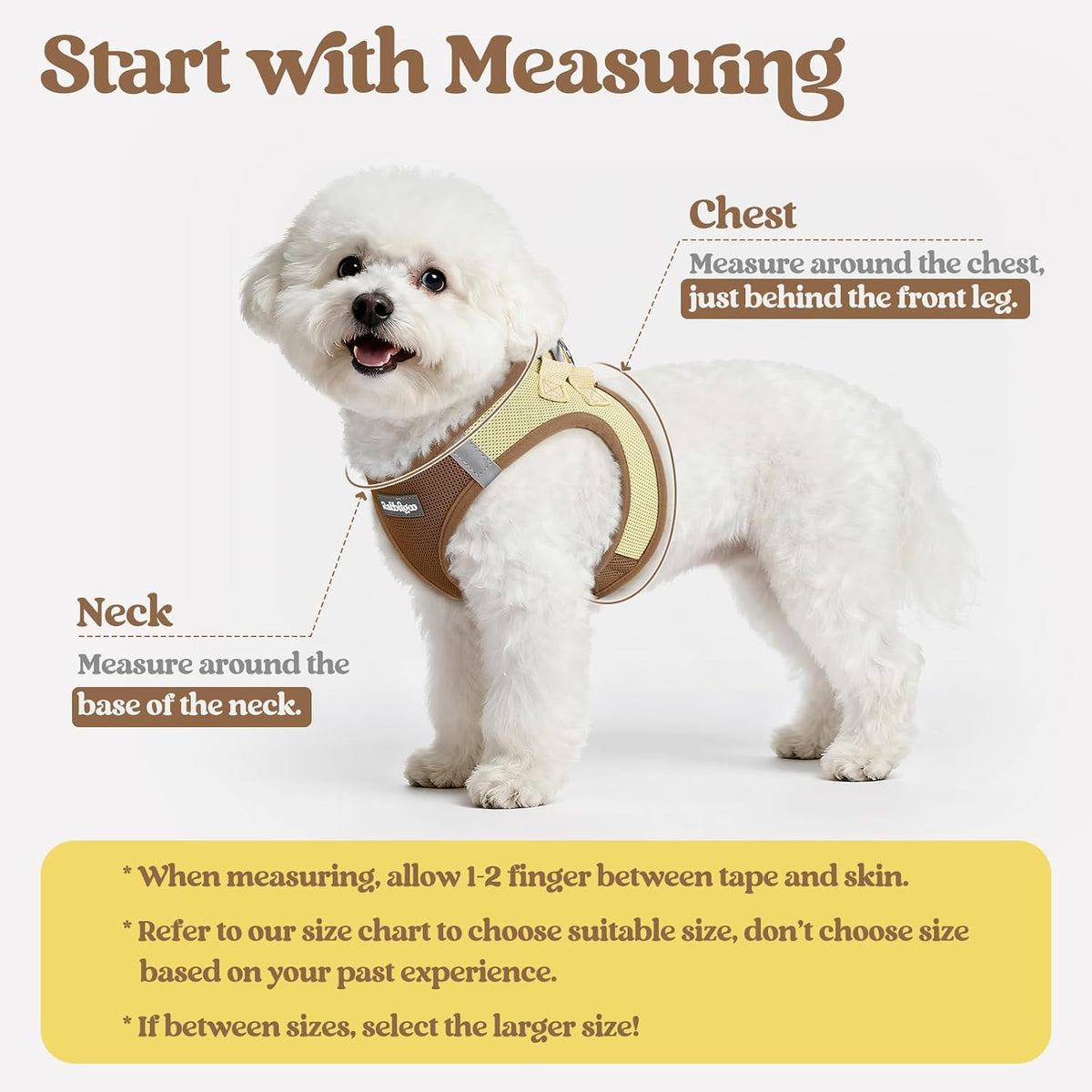 rabbitgoo Dog Harness Small Sized and Leash Set - Brown & Beige / Xs (chest: 13.3 - 15.5") - image 2