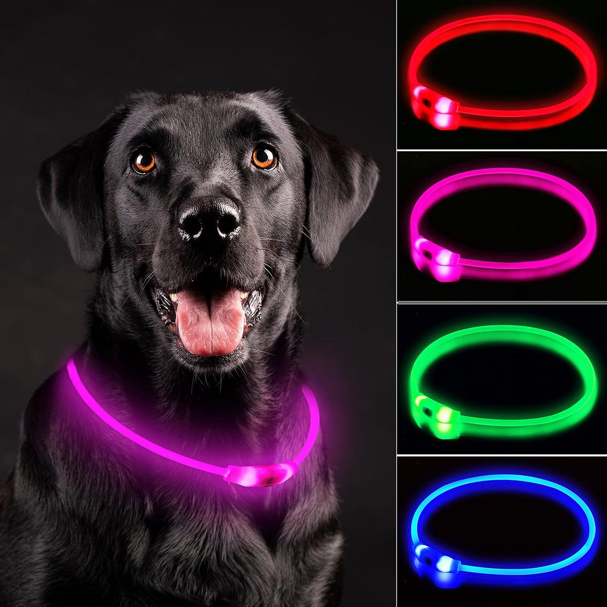 LED Dog Collar, Cut-to-Fit Light Up Dog Collar for Night Walking - Pink