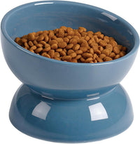 Cat Water Bowl, 15° Tilted and Raised Pet Food Dish - 1 Pack / Blue