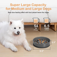 Sted Ceramic Slow Feeder Dog Bowls for Medium Large Breed – Essentials for Dogs - Large-9.5 inches / Grey - image 4