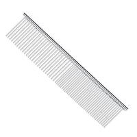 PETTOM Pet Steel Grooming Tool Poodle Finishing Butter Comb 7 1/2-inch L Silver Dog Combs with Rounded Ends Stainless Steel Teeth, Cat Comb for Removing Tangles and Knots