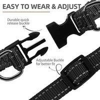 PUPTECK No Pull Dog Harness Soft Adjustable Basic Nylon Step in Puppy Vest Outdoor Walking with ID Tag, Reflecive Black, S