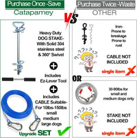 Dog Tie Out Cable and Stake, with 30FT Heavy Duty Cable - dog stake GT/30ft/200lbs - image 4