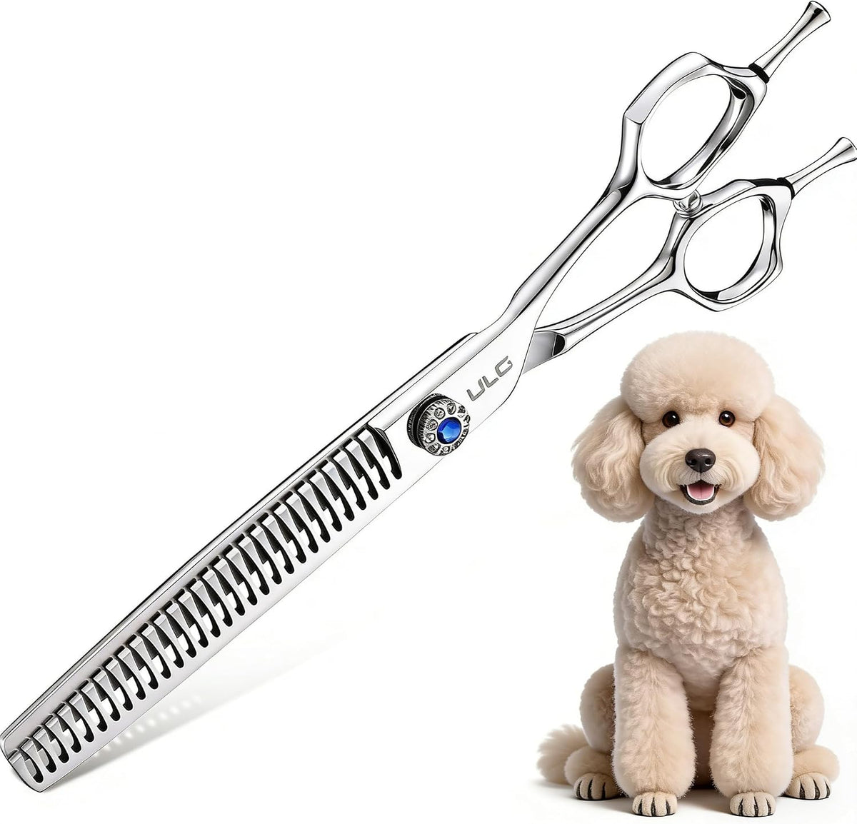 ULG Curved Dog Grooming Shears, 440C Stainless Steel - 7.0 Inch (Chunker)