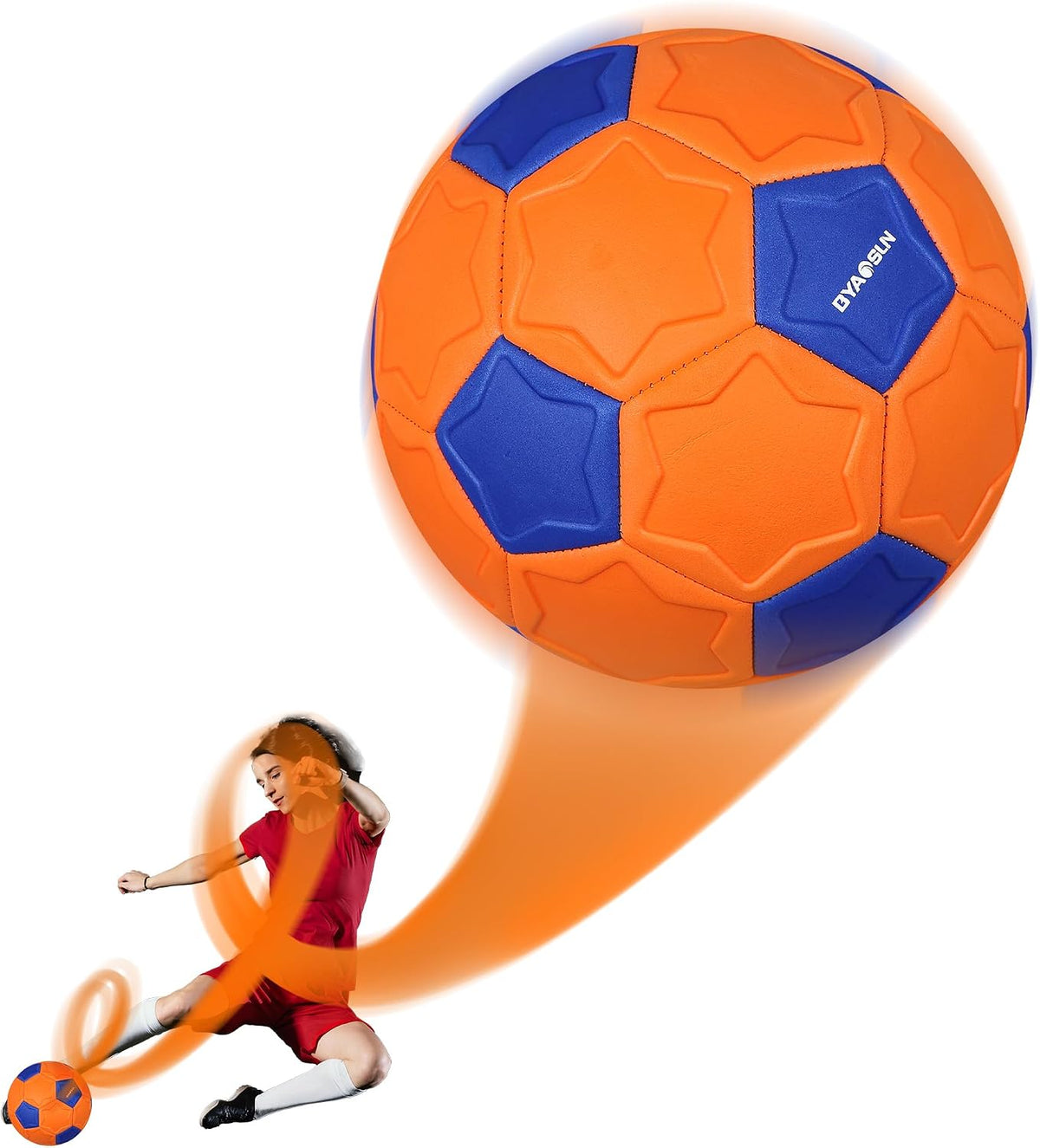 BYAOSUN size 4 soft EVA curve soccer ball in orange and blue - view 4