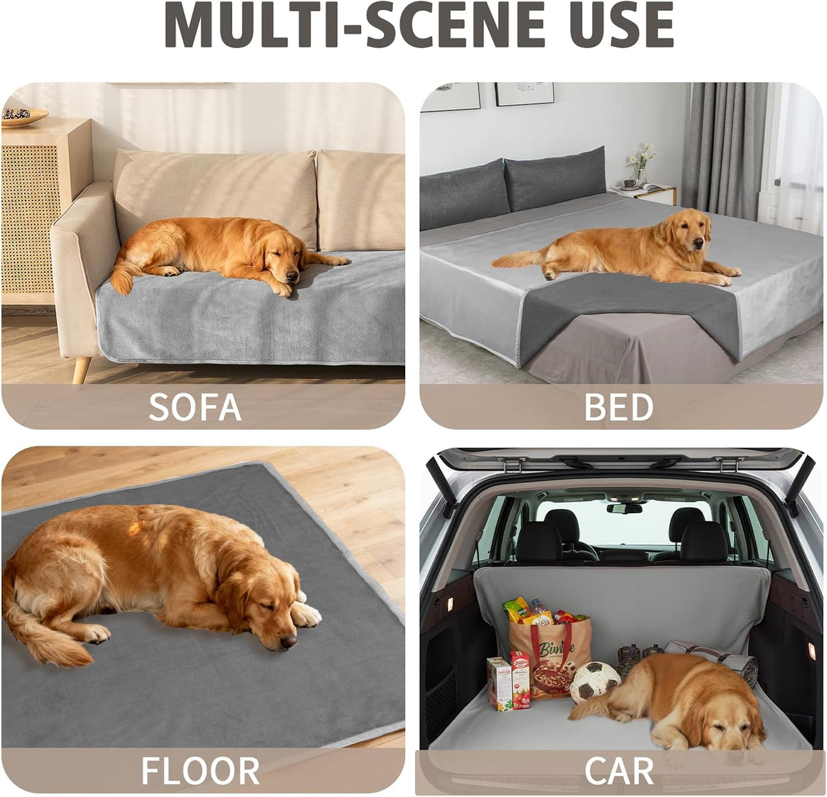 Ameritex Pet Bed Blanket Reversible 100% Waterproof Velvet Super Soft - 68x82 Inches / Silvergrey+grey - image 2