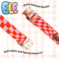 Dog Collar with Bow, Elegant Little Tail Blue Plaid Boy Dog Collar Cute Bow – Essentials for Dogs - Pink Checked / Medium (Pack of 1) - image 4