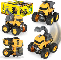 Construction Toys, Mixer Excavator Crane Dump Truck Toy for Boys Age 4-7 – Fun for Kids & Family - Yellow, Black, Grey