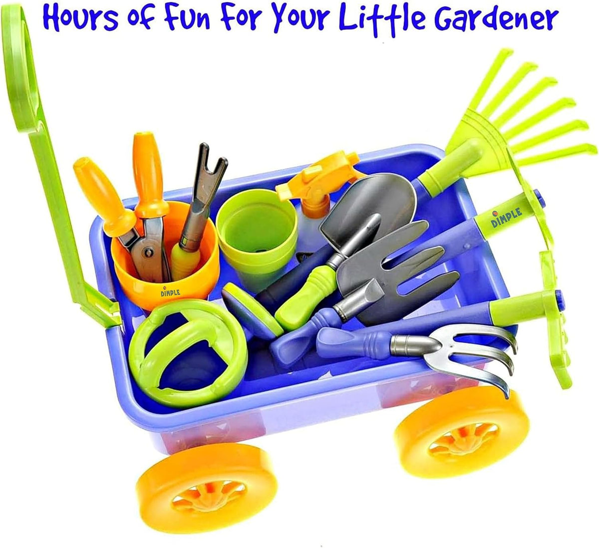 Dimple Garden Wagon & Tools Toy Set, Kids Gardening Set - Blue - image 3