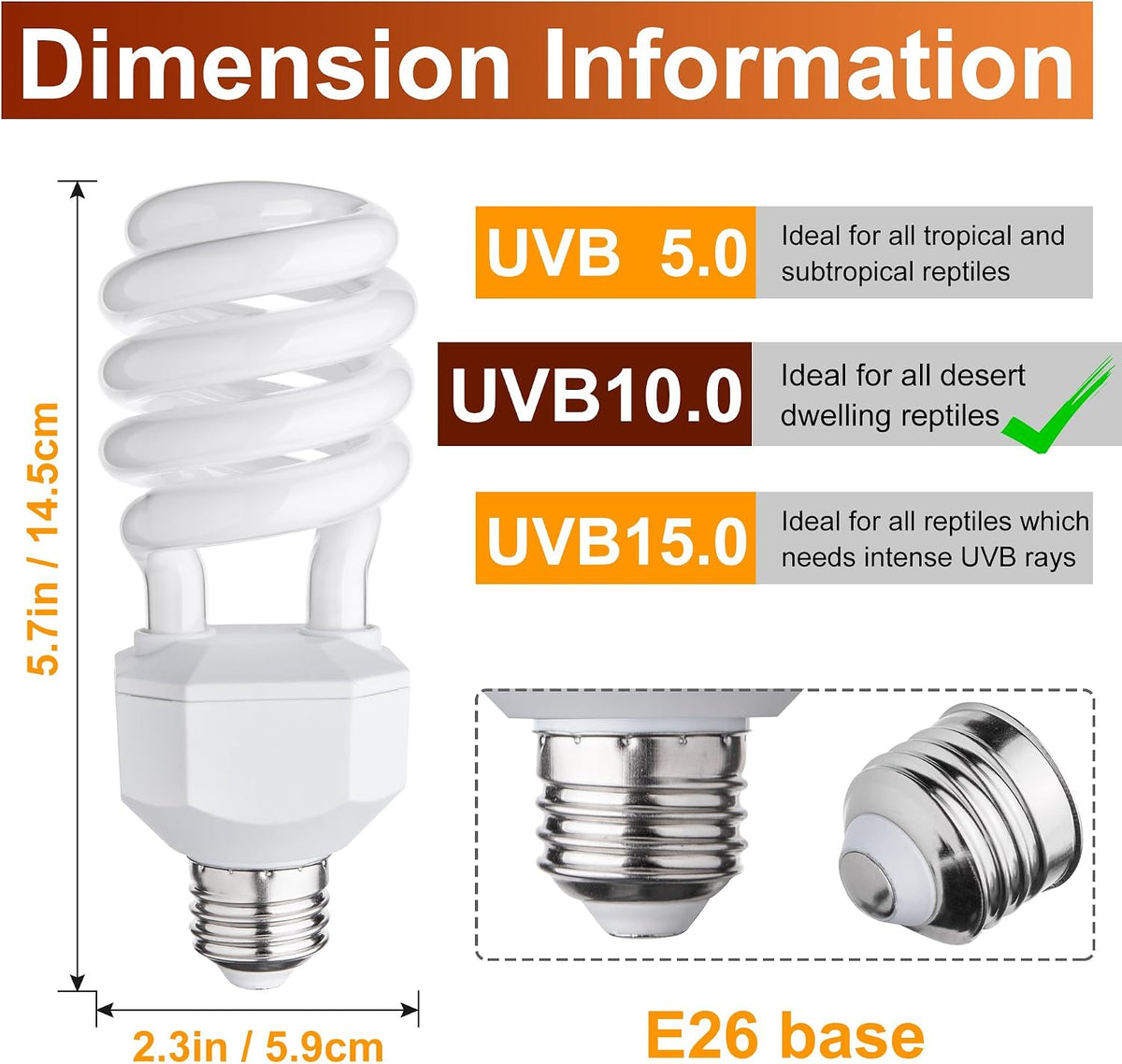 UVB Reptile Light Bulb 10.0 - UVB10.0 - image 2