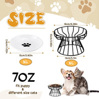 4 Sets Elevated Cat Bowls Ceramic Raised Cat Food Bowls with Metal - Black / Paw - image 2