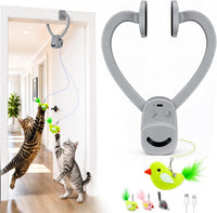 Interactive Doorway Cat Toy, No-Adhesive Clip-On for Indoor Cats – Essentials for Cats - Grey