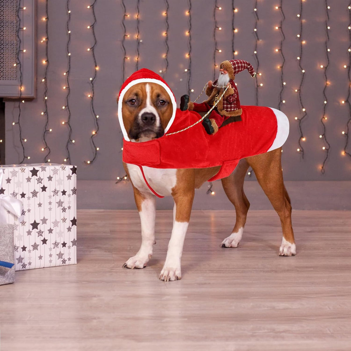 Santa Dog Costume, Dog Christmas Outfit, Riding Pet Costume - RedBrown Santa Claus / S(Neck:10.2-11.8" Chest:13-18.5") - image 4