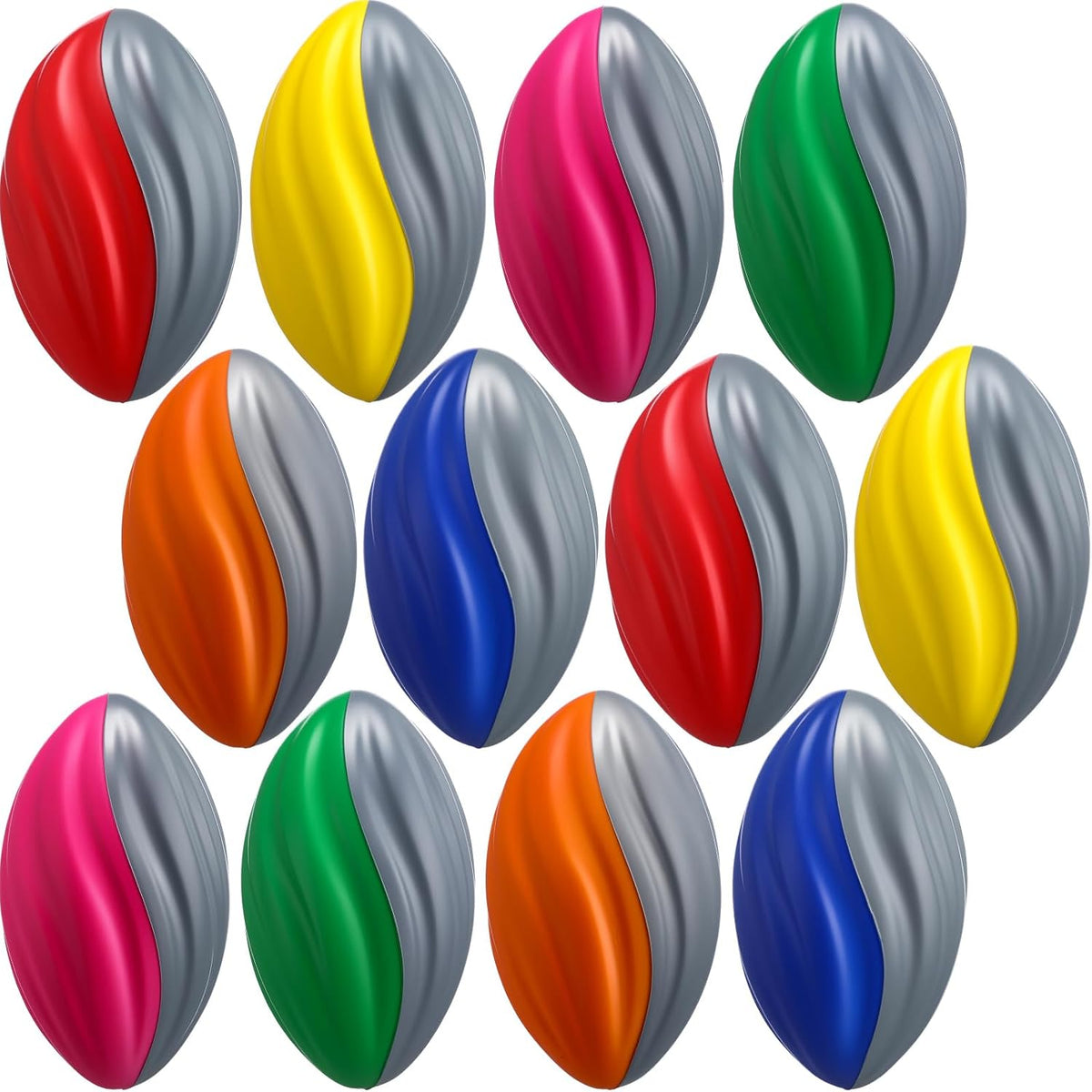 Jerify mini foam footballs for kids, 12 soft 5 inch spiral balls in 6 two-tone colors - view 6