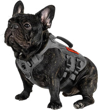 OneTigris Tactical Dog Harness for Small Dogs, No Pull Small Dog Vest Harness with Handles Breathable Military Dogs Molle Vests, Harness for Walking Hiking Training (Grey, XS)