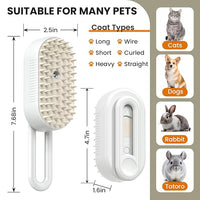 Cat Steam Brush for Shedding, Pet Steam Brush for Cats and Dog, 4 in 1 Rechargeable Cat Hair Brush, Spray Anti-Static, Massage, Cleaning, Shedding & Combing All In One, for Long & Short Haired Pets!
