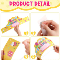 Yunsailing 36 Pcs Birthday Crowns Kids Classroom Party, Pink - Pink, Yellow, Blue - image 3