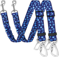 SlowTon Dog Seatbelt, 2 Pack Adjustable Heavy Duty Dog Safety Seat Belt – Essentials for Dogs - Blue / Seatbelt Clip + Carabiner