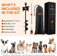 Snagle Paw Dog Tie Out Stake with Lock-Cap Prevents Pulling Out - Heavy Duty 360°Swivel Dog Stake for Outside,Yard, Beach & Camping - Rust Proof Ground Anchor for Dog Cable,Leash,Tether,up to 220 lbs